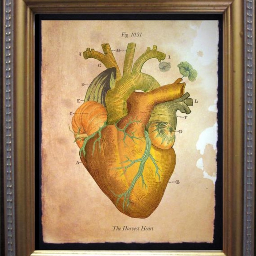 The Harvest Heart Tea Stained Wall Art Print
